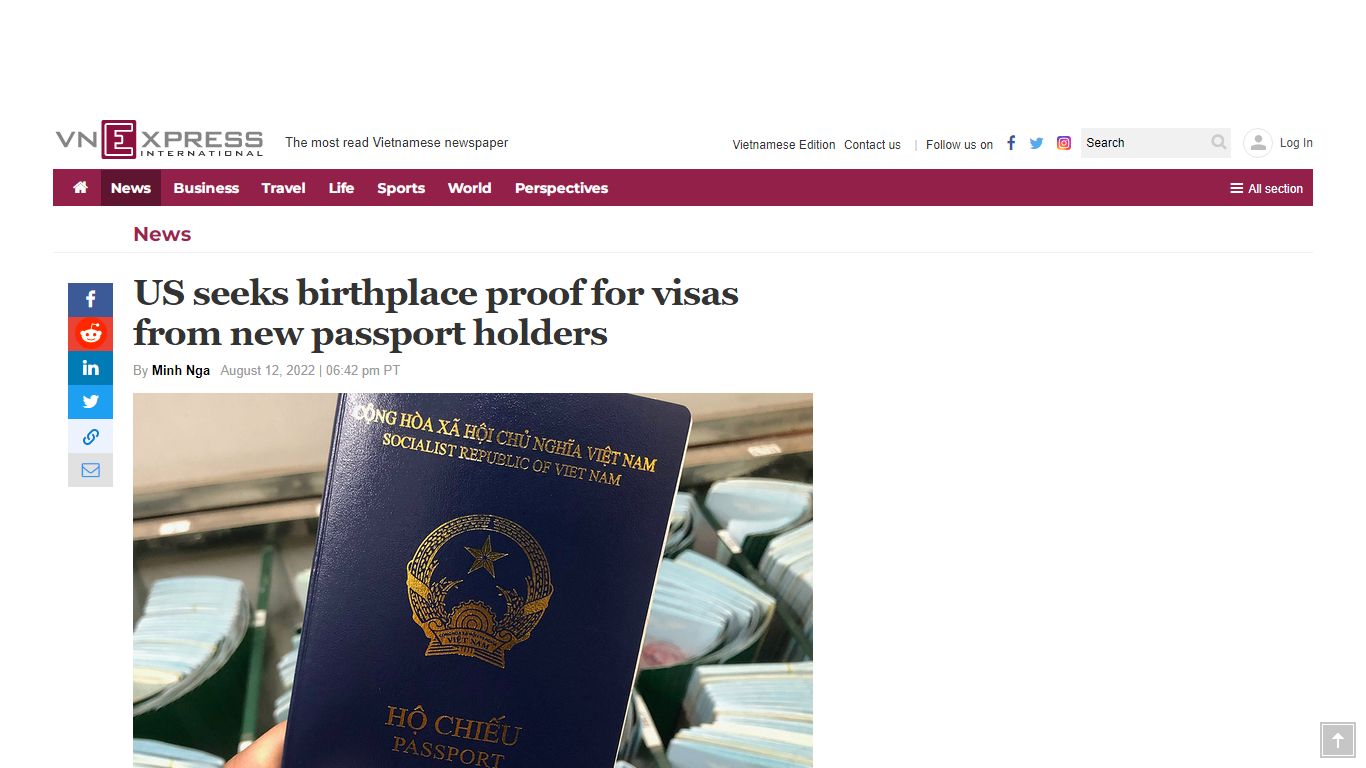 US seeks birthplace proof for visas from new passport holders